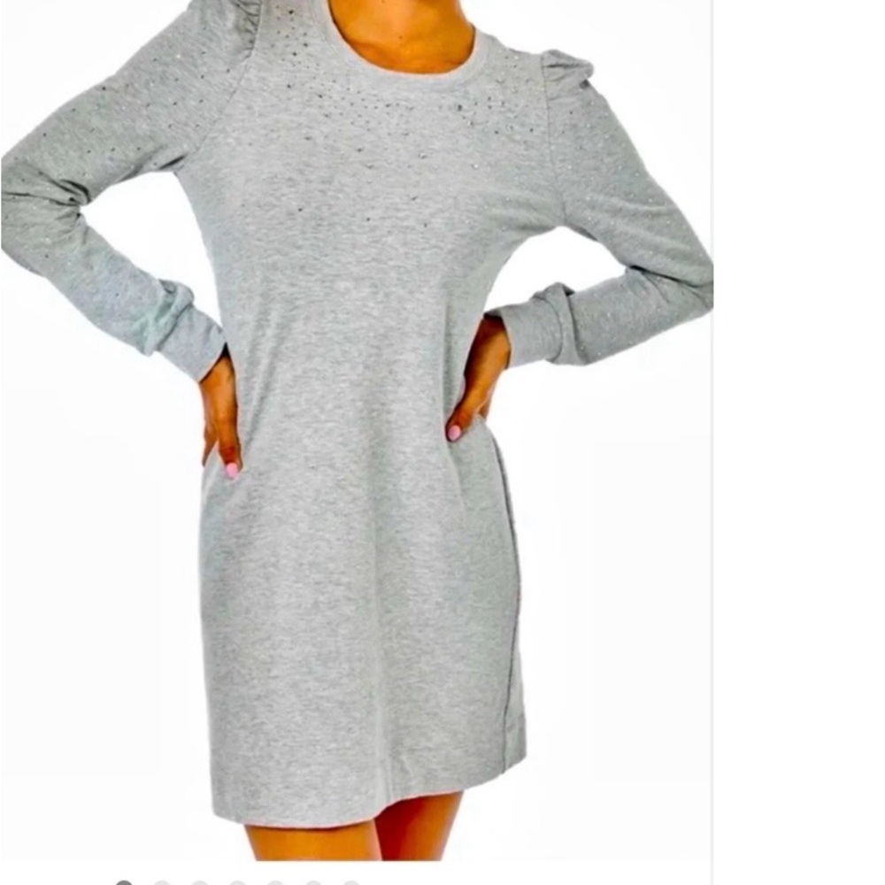 Lilly Pulitzer Jensen sweater sweatshirt dress holiday Heather gray athleisure